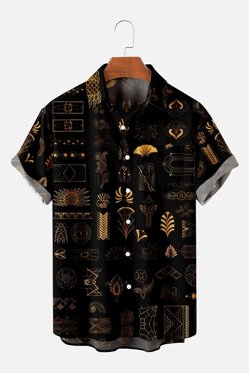 Herr Blommig Sjöjungfru Pirat Skjorta Hawaii skjorta Aloha skjorta Kort ärm Skjorta Nedvikt Vintage Tropisk Mode Gata Ledigt Hawaiisk Aprikos Svart Gul S M L 2026 - $25.99 –P4
