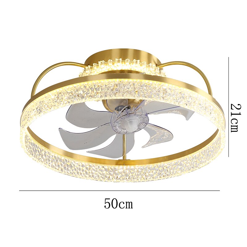 Ceiling Fan with Light Dimmable Circle Design Crystal 50cm 6 Wind Speeds Modern Ceiling Fan for Bedroom, Living Room App & Remote Control 110-240V 2025 - $331.09 –P7