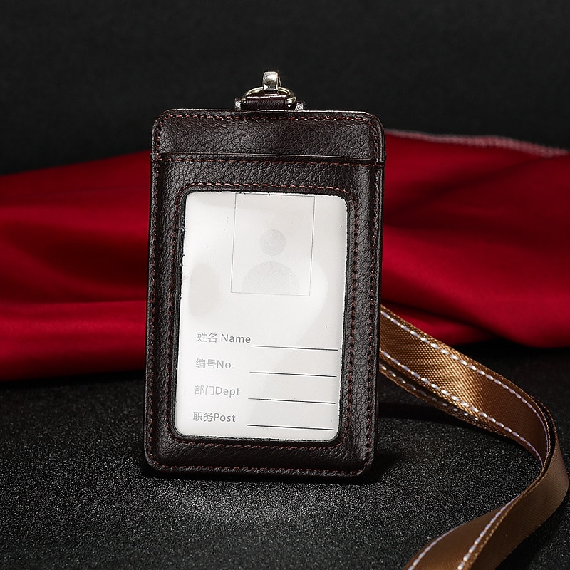 Skutečná kůže pracovní držák karet módní ID badge držáky s nylonovým šňůrkou ID případ kancelářské potřeby 2025 - $11.99 –P9