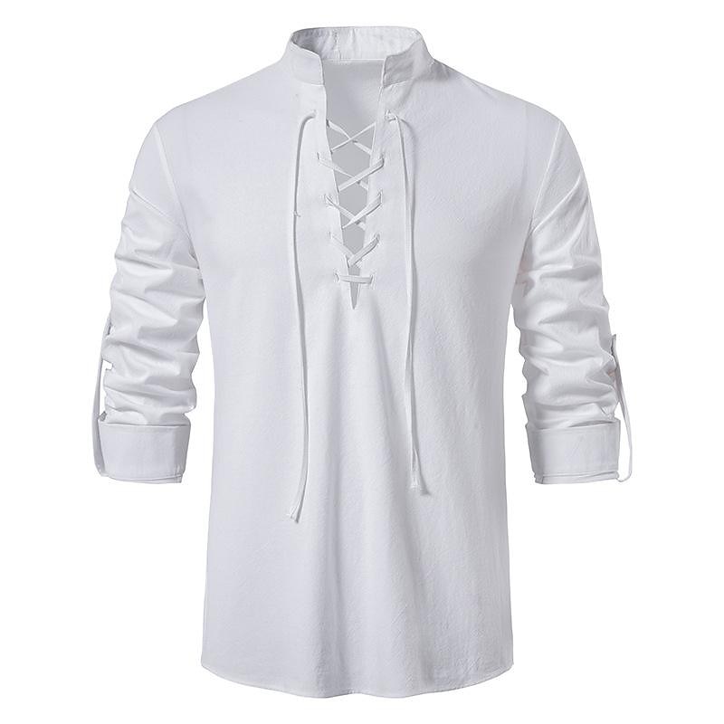 Médiéval Renaissance 17ème siècle Longueur moyenne Blouse / Chemise Costume de cosplay Ren Faire Chevalier Viking Chevalier Celtique Cordon de serrage Couleur Unie Homme Pirate Fantaisie Halloween de 2025 ? $21.99 –P10