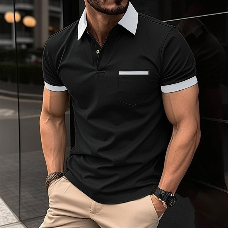 Miesten Button Up Polos Golfpaita Kausaliteetti Pyhäpäivä Kauluskäänne Lyhythihainen Muoti Perus Tavallinen Perinteinen Kesä Normaali Tulenpunainen Vaalea taivaansininen Valkoinen Tumma 2025 - $15.49 –P6
