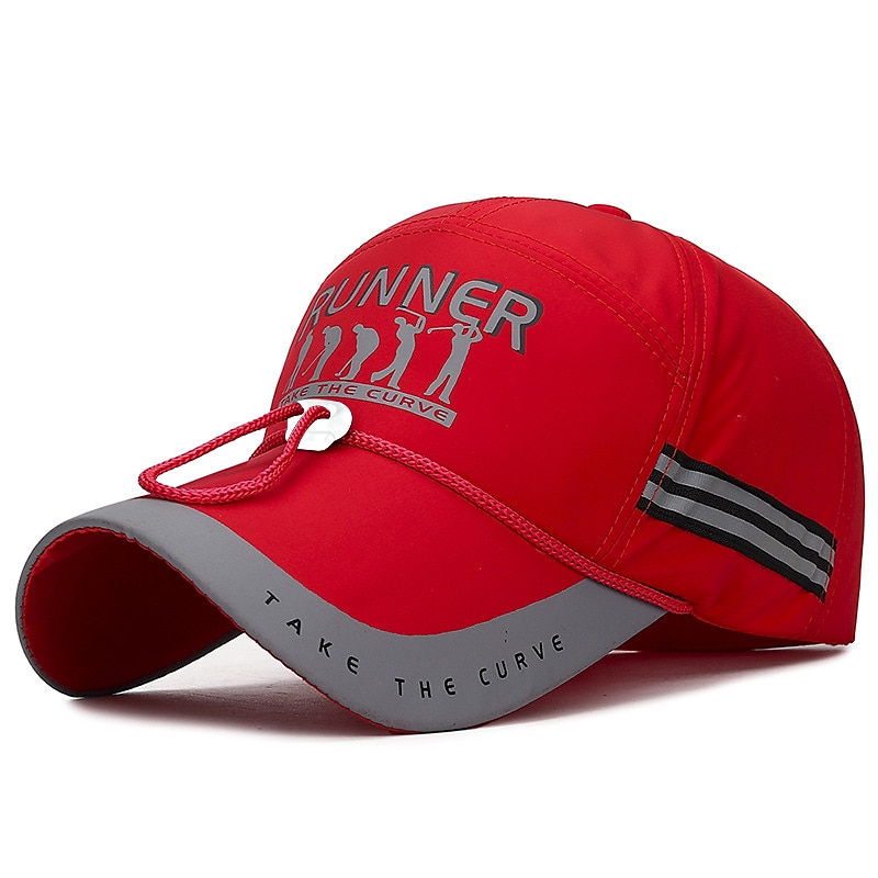 Herren Cap Basecap Kappe Schwarz Rote Polyester reflektierende Streifen Reise Strand Design Outdoor Urlaub Glatt Einstellbar Windundurchlässig 2025 - $11.49 –P2