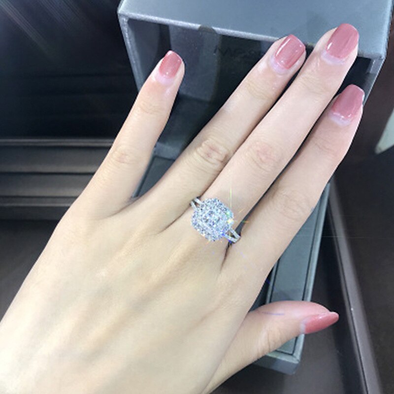 Ring Wedding Geometrical Silver Rhinestone Alloy Love Stylish Luxury Elegant 1PC 2025 - $3.99 –P1