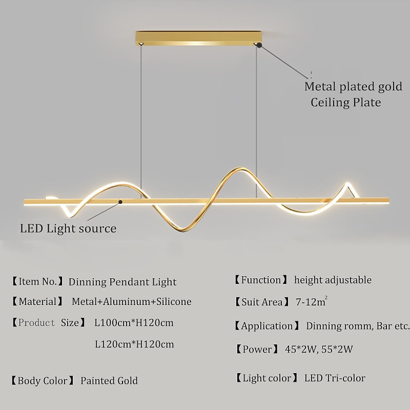 светодиодный подвесной светильник островное освещение 100 см диммируемый линейный дизайн алюминий стильная минималистская окрашенная отделка столовая кухня освещение 110-240 В только с диммированием 2026 - $249.99 –P6