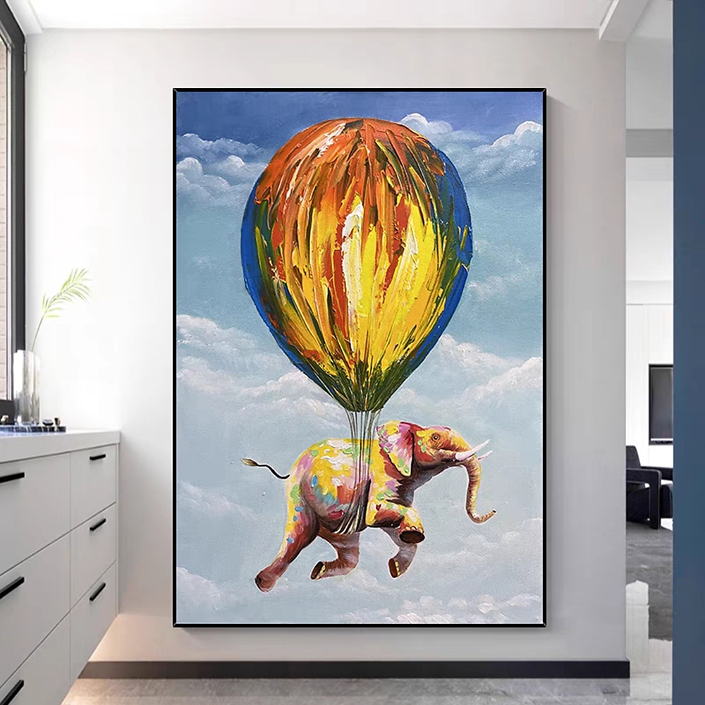 Mintura Handmade Hot Air Balloon Oil Paintings On Canvas Wall Art Decoration Modern Abstract Picture For Home Decor Rolled Frameless Unstretched Painting 2025 - $116.99 –P6