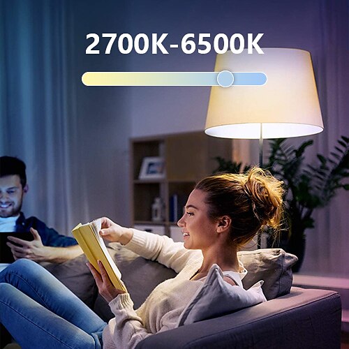 נורה חכמה wifi&amp; bluetooth connect rgbcw צבע משתנה נורות לד הניתנות לעמעום a19 e26 9w (מקביל ל-80w) עובד עם קיצור דרך אלכסה google home siri אין צורך ברכזת 2025 - $10.49 –P2