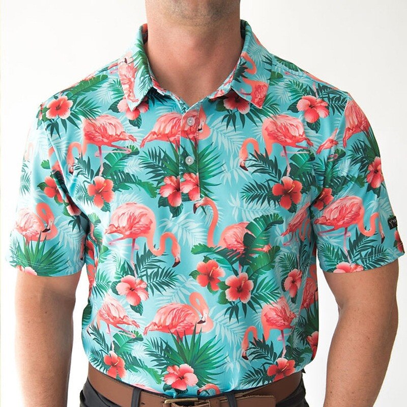 Derby de Kentucky Hombre Flamenco Camisas polo hawaianas Camiseta de golf Manga Corta Camisas de polo Camisas con cuello Casual Ropa de playa Ropa de vacaciones Ropa tropical Trajes de fiesta Botones 2025 - $22.99 –P1