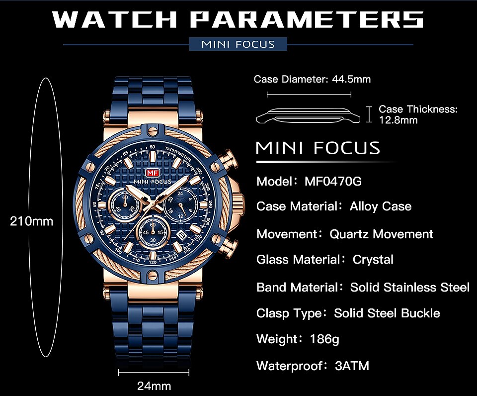 MINI FOCUS Chronograph Multifunction Quartz Mens Watches Luxury Stainless Strap Business Male Clock Waterproof relogio masculino 2025 - $52.99 –P6