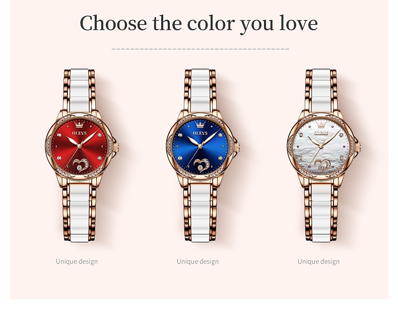 OLEVS Women Mechanical Watch Creative Minimalist Fashion Casual Analog Wristwatch Automatic Self-winding Luminous Calendar Waterproof Ceramic Watch for Women Mother's Day Gift Women Watches 2026 - $107.99 –P16