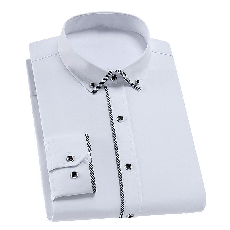 Herren Oberhemd Hemd Farbblock Büro & Karriere Ausgehen Weiß Marineblau Langarm Umlegekragen Frühling Sommer Bekleidung 2025 - $21.99 –P1