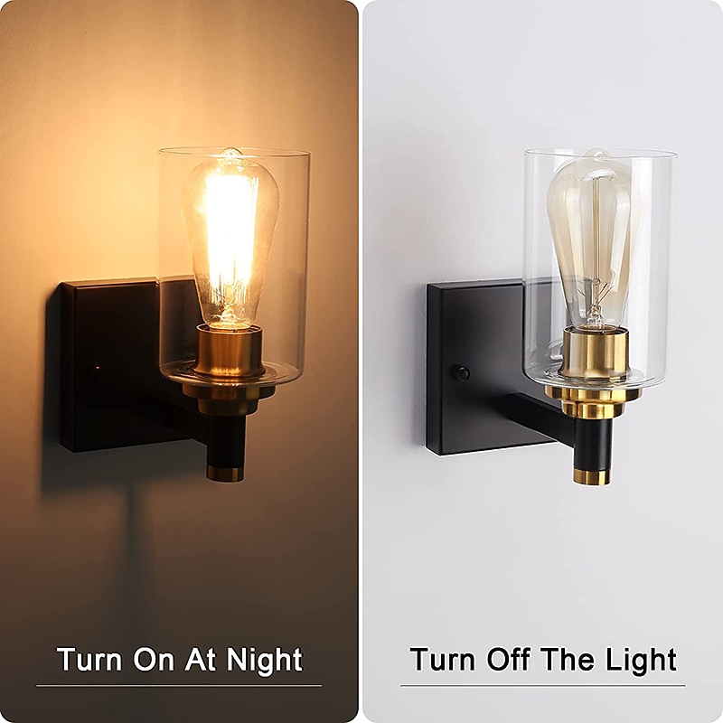 arandelas de parede pretas & arandela de parede dourada 1 luz, luminárias de parede modernas, arandelas de parede de fazenda com sombra de vidro transparente, arandelas para sala de estar, quarto, de 2026 por $66.99 –P4