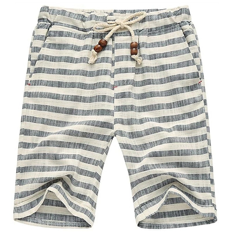 Men's Shorts Summer Shorts Beach Shorts Drawstring Elastic Waist Straight Leg Stripe Plaid Checkered Comfort Breathable Short Casual Daily Holiday Fashion Classic Style Black Red 2025 - $16.49 –P1