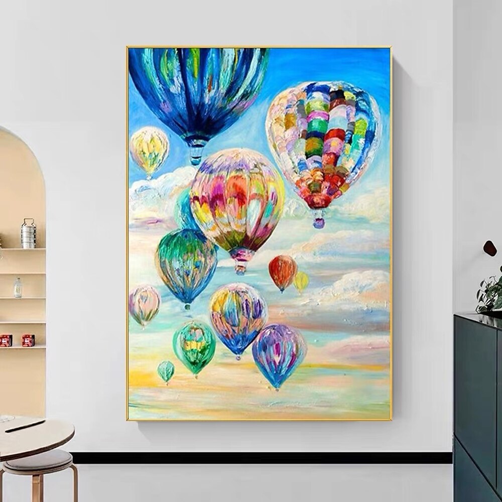 Mintura Handmade Hot Air Balloon Oil Paintings On Canvas Wall Art Decoration Modern Abstract Picture For Home Decor Rolled Frameless Unstretched Painting 2025 - $116.99 –P3