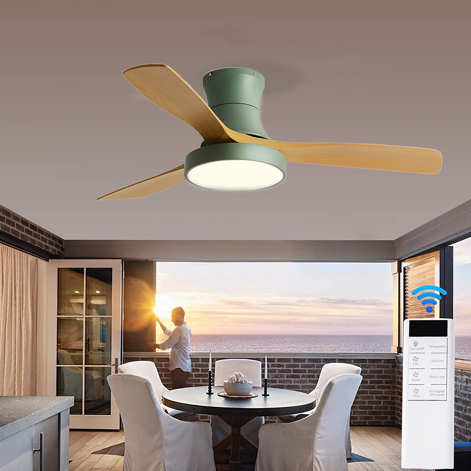 led frekvenskonvertering nordisk takvifte lys, 3 lyse farger og 6 vindhastigheter 42/52 tommer industriell takvifte lysekrone, for stue, soverom etc. 2025 - $345.49 –P7