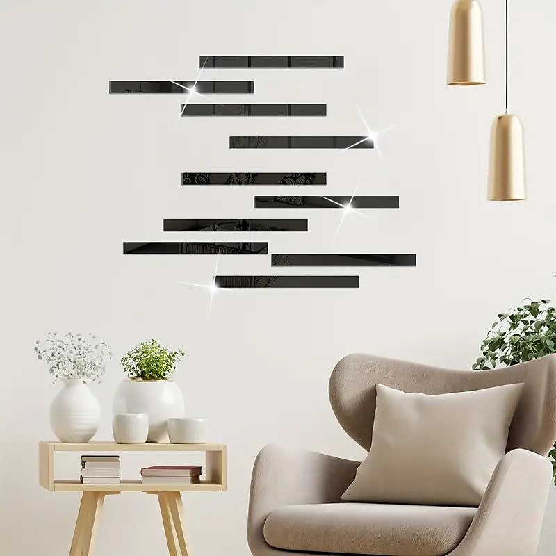 fajne tapety fototapeta 1 szt. Tapeta obramowanie srebrne paski naklejki na lustro-samoprzylepne naklejki ścienne do dekoracji sypialni (5x20cm/2''x8'') 2025 - $9.49 –P9