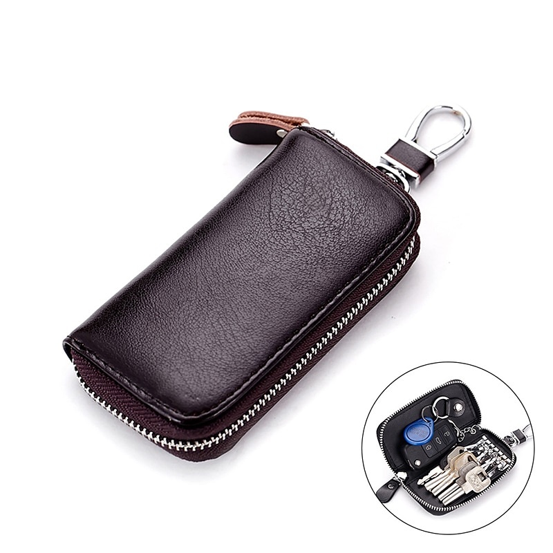 Cuero de vaca partido hombres mujeres llavero casa llavero bolsa organizador coche llave caso bolsa multifuncional pequeña cartera mini monedero 2025 - $14.99 –P13