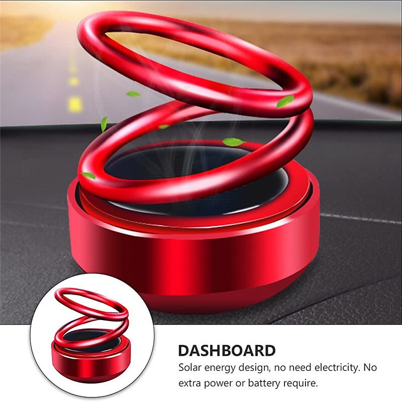 Solar Rotating Twin-ring Car Air Fresh Aromatherapy Ornaments Auto