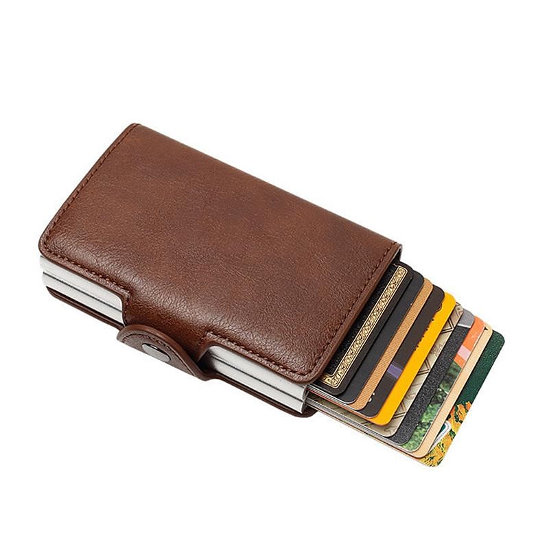 Pop Up RFID držák kreditních karet peněženka držáky kreditních karet PU kůže blokující RFID peněženka muže držák ID karty hliníkové pouzdro peněženka 2026 - $22.99 –P8