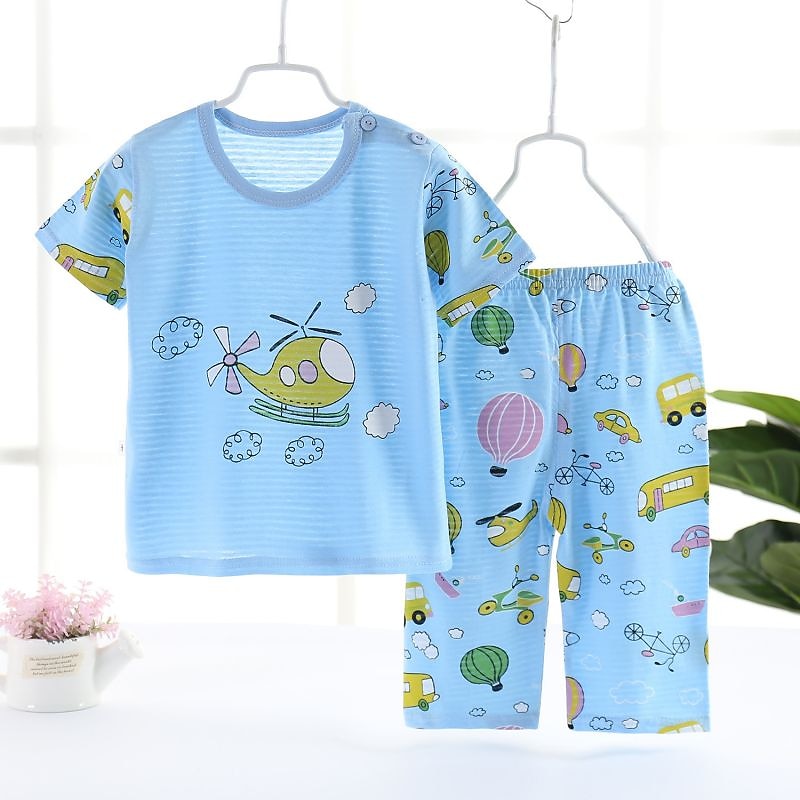 طفل صغير للصبيان 2 قطعتين مجموعات بيجامة كم قصير أبيض وردي بلاشيهغ أزرق البحرية حيوان كارتون كرونيك الصيف الربيع أساسي المنزل 3-7 سنوات 2026 - €7.26 –P3