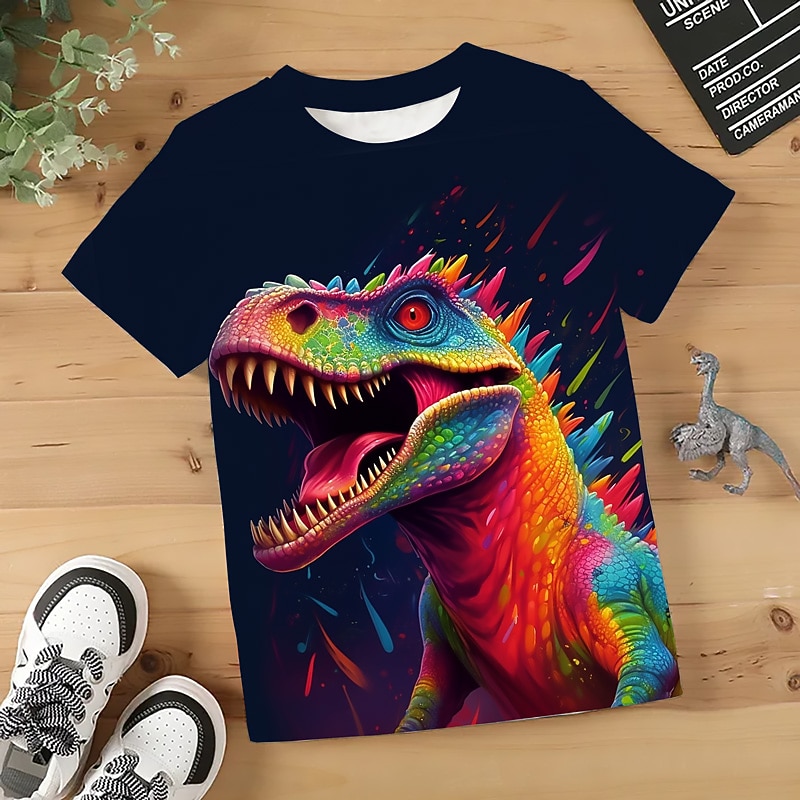 Jungen 3D Graphic Tier Dinosaurier T-Shirt Kurzarm 3D-Druck Sommer Frühling Aktiv Sport Modisch Polyester kinderkleidung 3-12 Jahre Outdoor Casual Täglich Regular Fit 2026 - $10.99 –P10