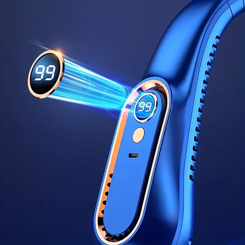 Portable Hanging Neck Fan with Colorful Light USB Charging 5 Gears Brush Motor Leafless Hanging Neck Fan Rechargeable Mute Refrigeration Air Conditioning Outdoor Cooling Fan 2025 - $23.99 –P8