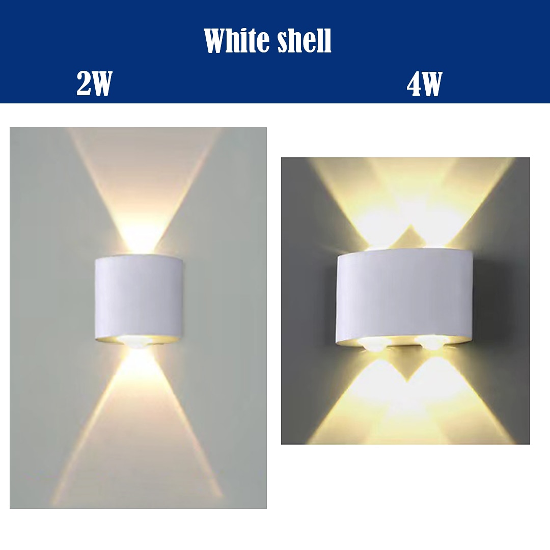 LED Outdoors Wall Lamp 2W 4W Up/Down Lighting Indoor Double-Head Curved Waterproof IP65 Wall Lamp For Patio, Garage, Courtyard Warm White Light AC85-265V 2026 - kr.214 –P1