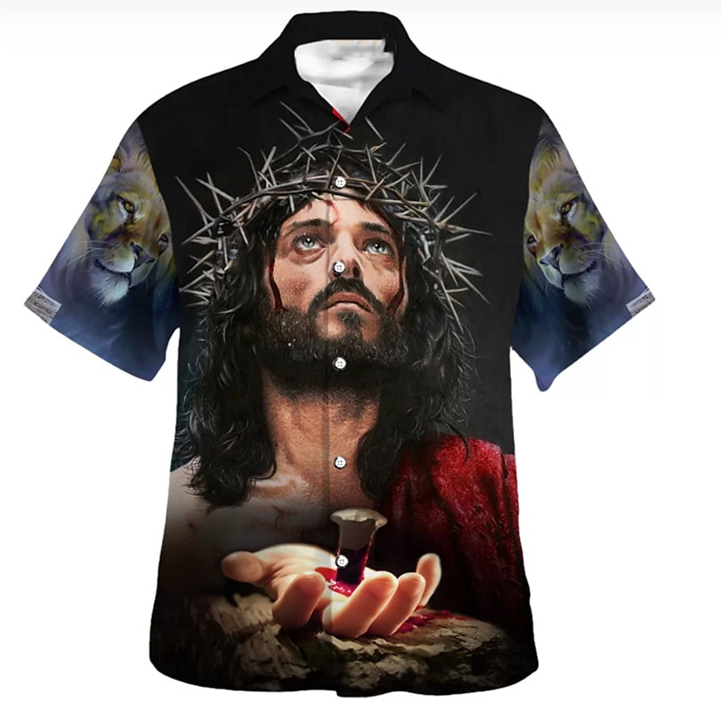 Ziua Independenței Americane Bărbați Scrisă Σταυρός Steagul american Cămașă Camașă cu nasturi Manșon scurt Modă Șic Stradă Designer Zilnic Ieșire Sfârșit de săptămână Vară Primăvară Răsfrânt Imprimeu 2025 - $24.99 –P3