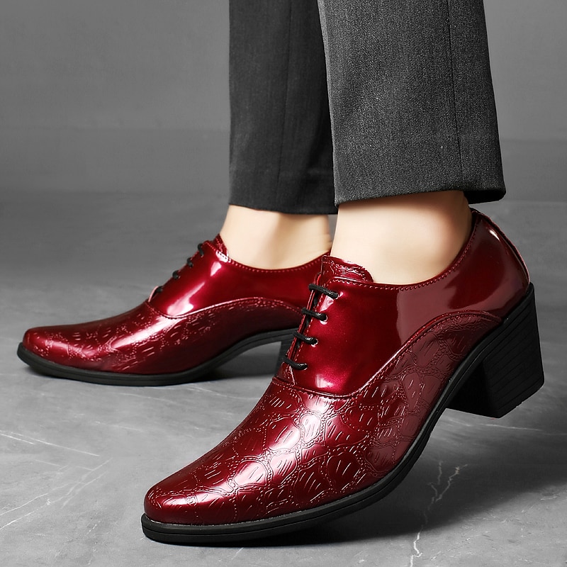 Herren-Oxford-Schnürschuhe aus weißem Lacklederimitat – elegante Schuhe mit Blockabsatz und Krokodilprägung im Vintage-Stil für Hochzeiten, Partys und formelle Anlässe 2025 - $54.99 –P11