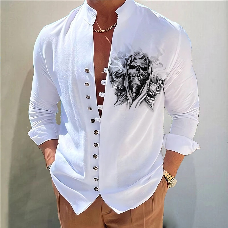 Herr Mörk Skjorta Aloha skjorta Långärmad Mode Designer Ledigt Semester Dagligen Utekväll Höst Vår & sommar Hög krage Mönster Svart Gul Svart / Röd Armégrön Rubinrött 2025 - $26.99 –P11