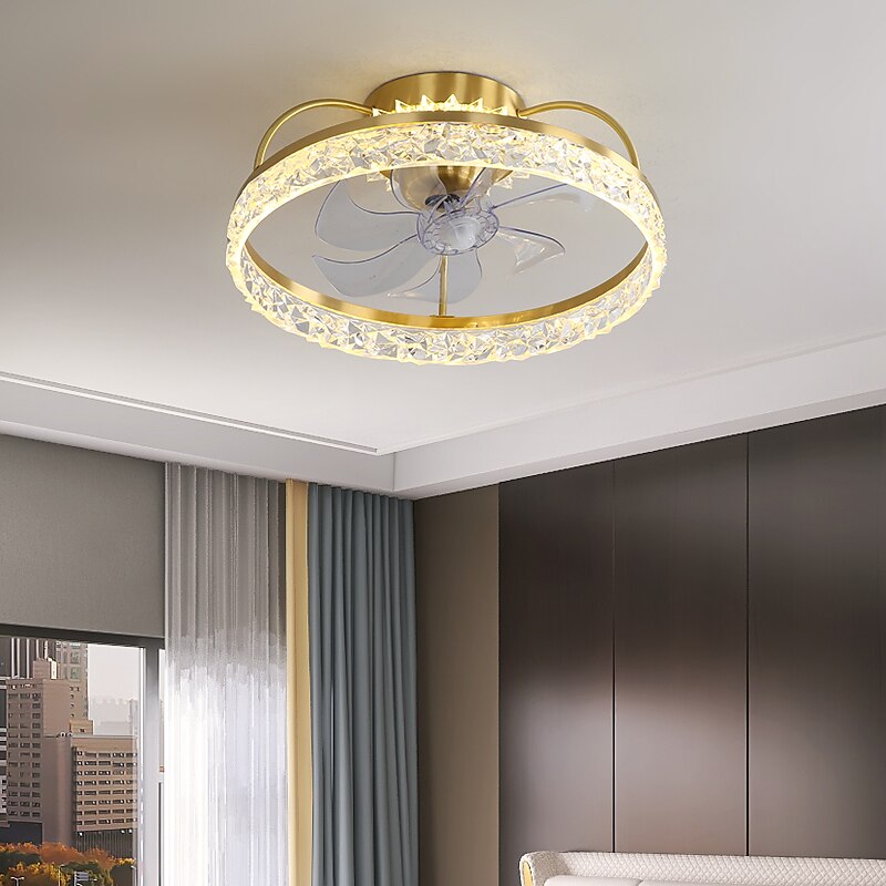 Ceiling Fan with Light Dimmable Circle Design Crystal 50cm 6 Wind Speeds Modern Ceiling Fan for Bedroom, Living Room App & Remote Control 110-240V 2025 - $331.09 –P2