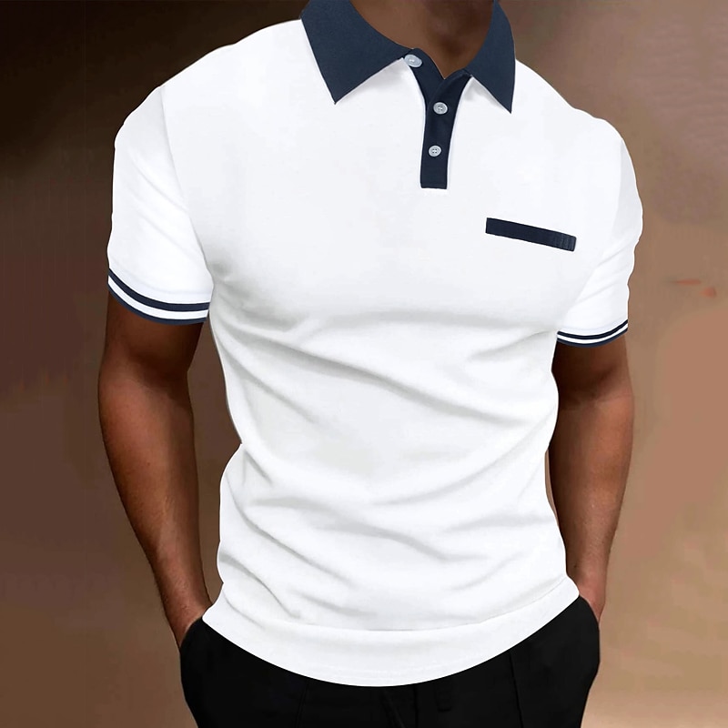 Herren Polos mit Knöpfen Poloshirt Casual Festtage Kargen Kurzarm Modisch Basic Glatt Klassisch Sommer Regular Fit Weiß Rosa Orange Kaki Polos mit Knöpfen 2025 - $15.49 –P1