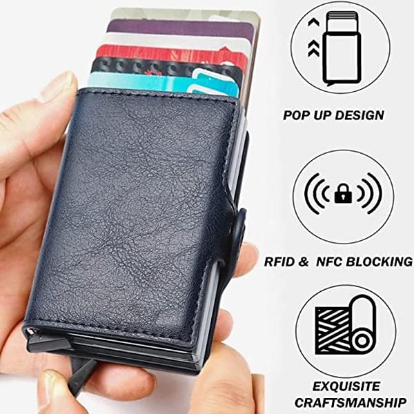 2026年 ポップアップ RFIDクレジットカードホルダー ウォレット クレジットカードホルダー PUレザー ブロッキング RFIDウォレット メンズ IDカードホルダー アルミカードケース 財布  コレクション – $14.99 –P1