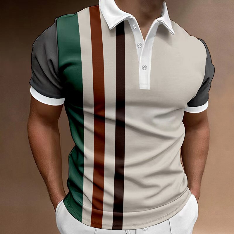 Men's Button Up Polos Polo Shirt Casual Holiday Lapel Short Sleeve Fashion Basic Color Block Button Summer Regular Fit Red Blue Green Grey Gray Button Up Polos 2025 - $25.99 –P5