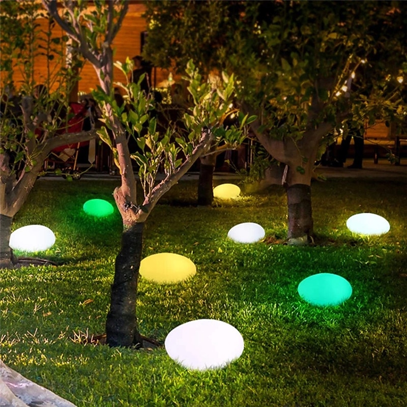 lumini solare de grădină strălucitoare în aer liber lampă în formă de pietruită decor grădină lumină rgb impermeabil peisaj lumini de noapte pentru gazon calea de nuntă 2025 - $52.99 –P9