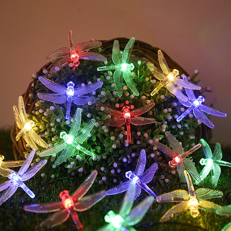 Solar-Lichterkette für die Gartendekoration – 5 m, 20 LEDs, Libelle und Schmetterling, wasserdichte Kranzlichter für den Rasen, Hochzeits- und Partydekoration 2025 - $14.99 –P4