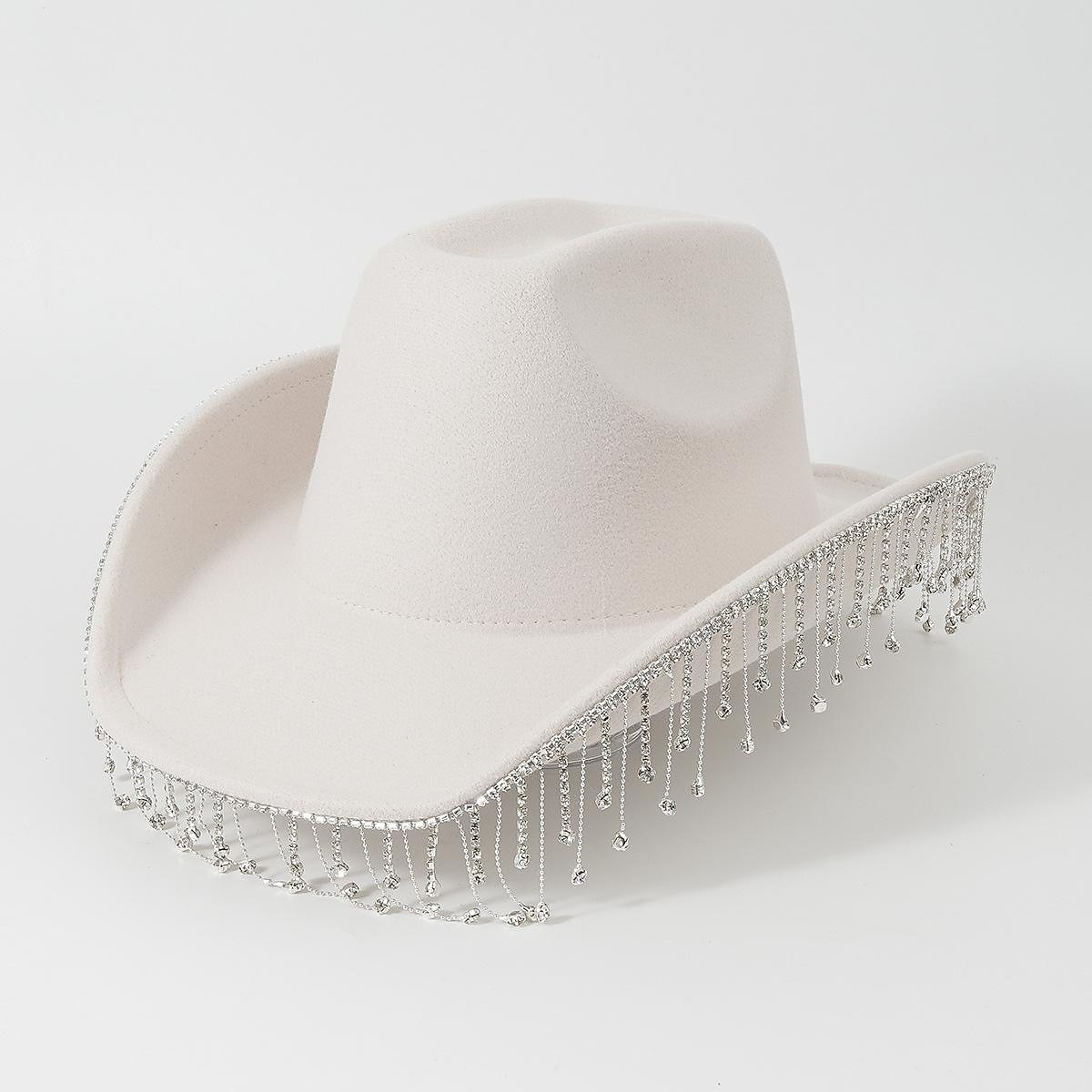 White Cowgirl Hat Big Brim Western Cowboy Hat for Travel Dress Up