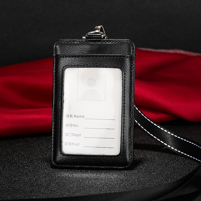 Skutečná kůže pracovní držák karet módní ID badge držáky s nylonovým šňůrkou ID případ kancelářské potřeby 2025 - $11.99 –P7