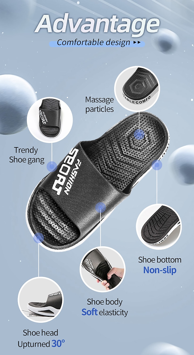 Men's Sporty Slide Sandals | Lightweight Slip-On Comfort Slippers for Casual Wear, Poolside, or Beach – Breathable Open-Toe Design with Fashion Letter Print 2025 - $24.99 –P2