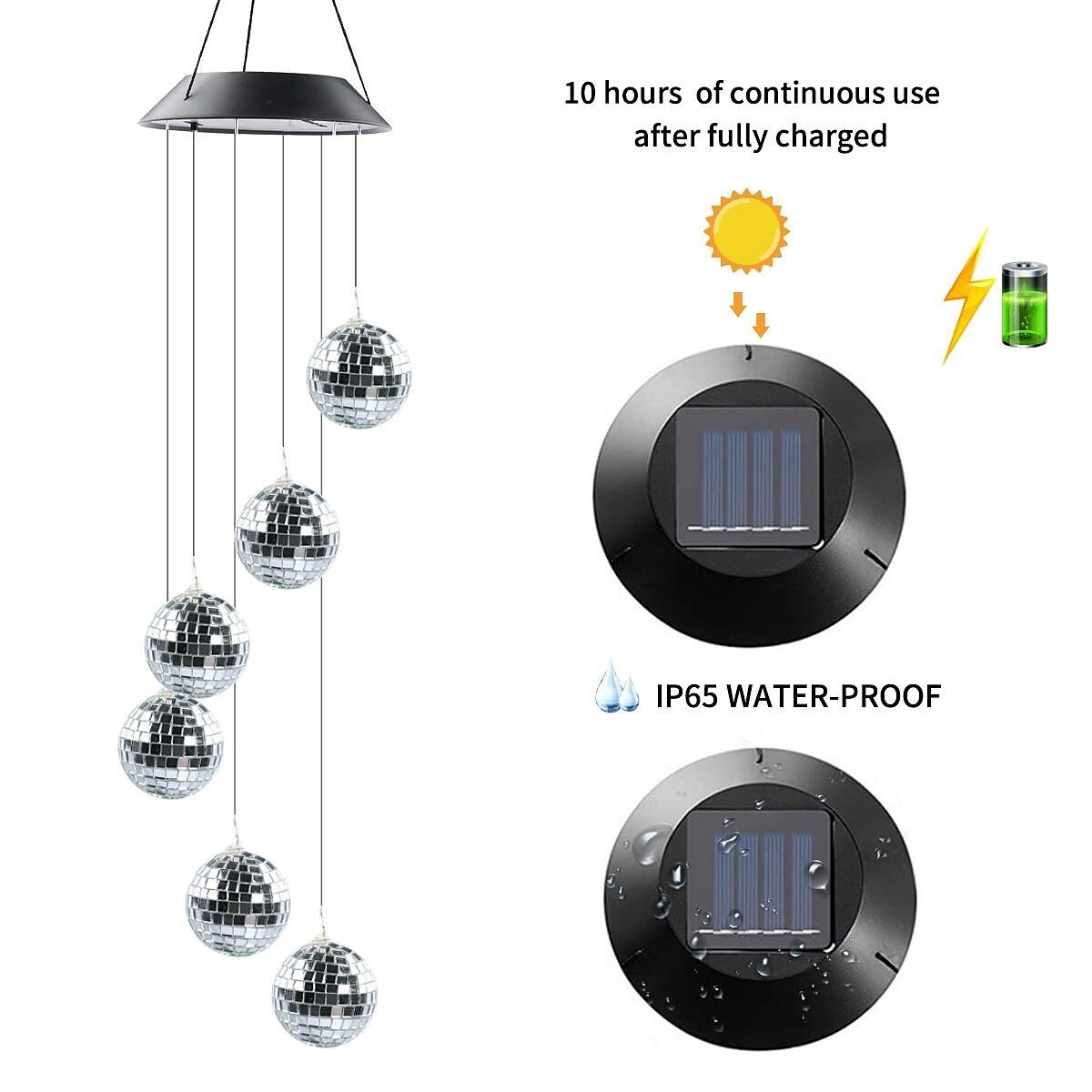 Solar Wind Chime Light Mosaic Ball Night Light 7-Color Changing Independence Day Flag for Outdoor Patio Garden Window Curtain Tree Decoration 2025 - $21.99 –P2