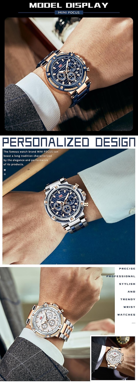 MINI FOCUS Chronograph Multifunction Quartz Mens Watches Luxury Stainless Strap Business Male Clock Waterproof relogio masculino 2025 - $52.99 –P11