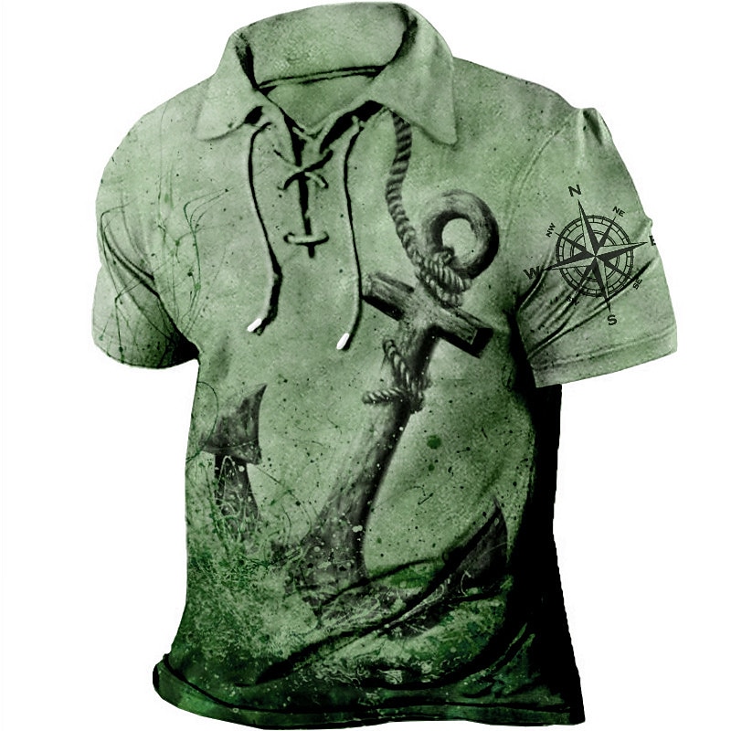 Bărbați Imprimeu Grafic Ancoră Epocă Tricou POLO Cămașă de golf Manșon scurt Cămașă Răsfrânt În aer liber Stradă Albastru Verde Albastru piscină Trifoi Kaki Gri Cordon Imprimeu Îmbrăcăminte Sport 2025 - $22.99 –P2