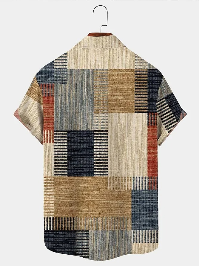 Bărbați Tartan / Carouri Model Geometric Epocă Cămașă Camașă cu nasturi Manșon scurt Modă Designer Casual Vacanță Zilnic Ieșire Primavara vara Răsfrânt Imprimeu Albastru Verde Galben Albastru piscin 2025 - $22.99 –P2