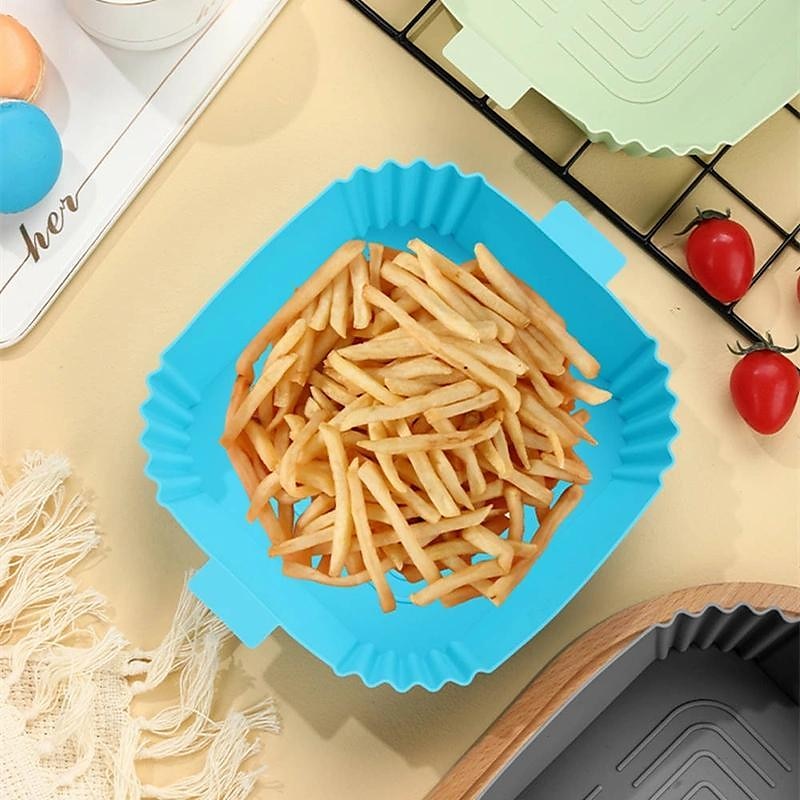 Friteuse à air ustensiles de cuisson en silicone tapis de barbecue multifonctionnel four de cuisson facile à nettoyer plateau en silicone résistant à l'huile de 2025 ? $2.99 –P9