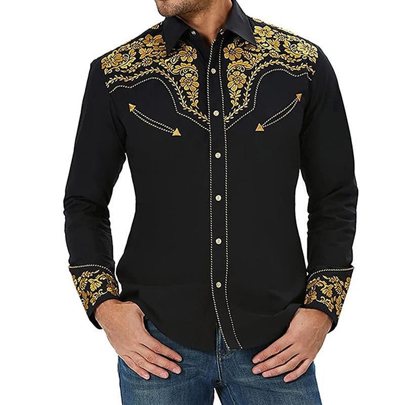 Retro Vintage Bluse / Hemd Westlicher Cowboy Herren Karneval Maskerade Party Alltagstauglich Erwachsene Oberteil Ganzjahres 2025 - $27.99 –P3
