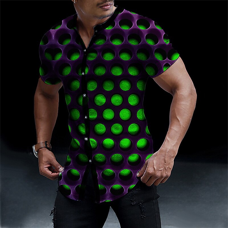 Bărbați 3D Print Cămașă Camașă cu nasturi Manșon scurt Modă Designer Casual Vacanță Casual Ieșire Primavara vara Guler de stand Imprimeu Negru Galben Roșu-aprins Albastru piscină Albastru celest 2025 - $24.99 –P5