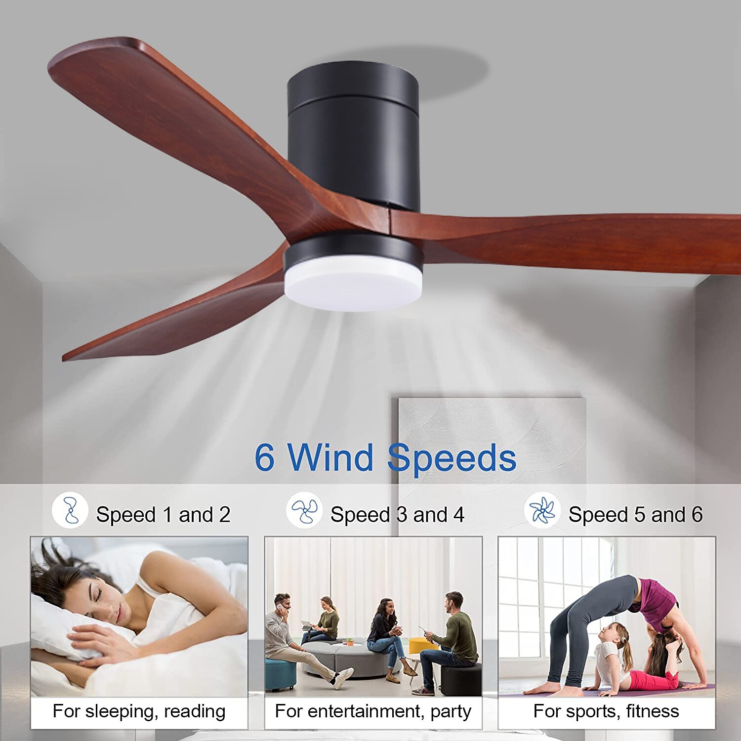 plafondventilator met app voor lichtcirkelontwerp&amp; afstandsbediening kristal 108cm dimbaar 6 windsnelheden moderne plafondventilator voor slaapkamer, woonkamer, kleine kamer 110-240v 2025 - $417.49 –P3