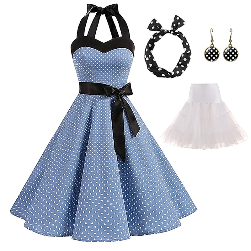Vestidos Retro Vintage dos anos 1950 Grease Rockabilly Saia de Anágua Saia de Arame Vestido A-Line Tutu Vestido Fancy com Bolinhas Fantasia Feminina Festa Noturna  Máscara Vestido para Adultos de 2026 por $47.99 –P6