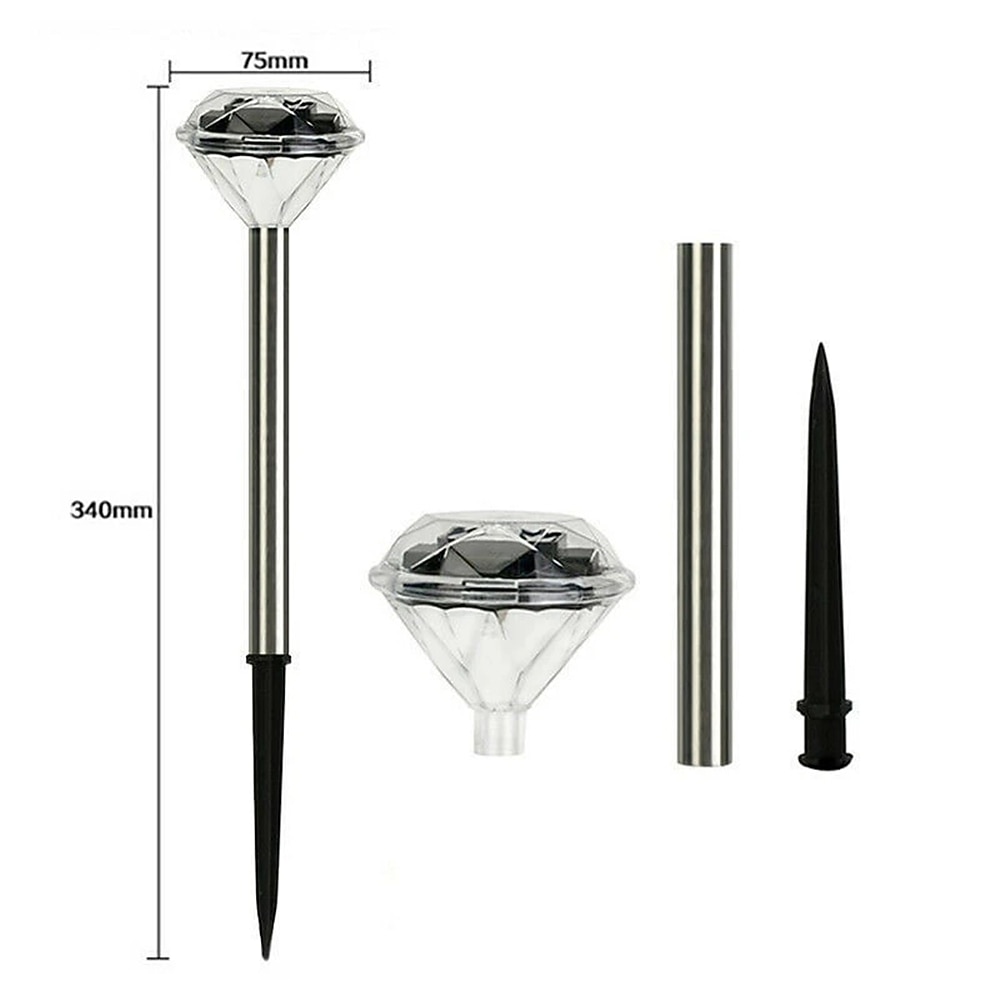 Солнечные садовые светильники, светодиодные светильники на солнечных батареях в форме ромба для свадеб, наружные садовые светильники на солнечных батареях, водонепроницаемые светодиодные светильники для дорожек, патио и газона, белый теплый разноцветный с 2026 - $16.99 –P10