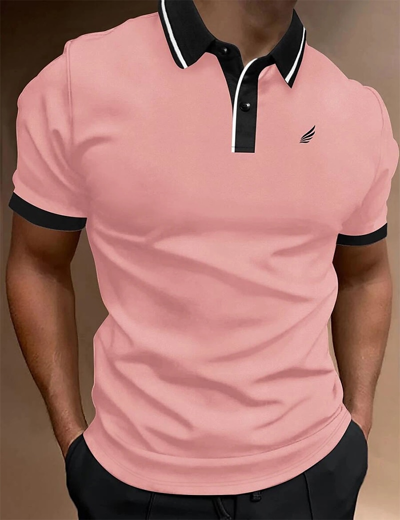 Herren Polos mit Knöpfen Poloshirt Casual Festtage Kargen Kurzarm Modisch Basic Glatt Klassisch Sommer Regular Fit Feuer rot Schwarz Weiß Gelb Rosa Dunkelmarine Polos mit Knöpfen 2025 - $17.99 –P4