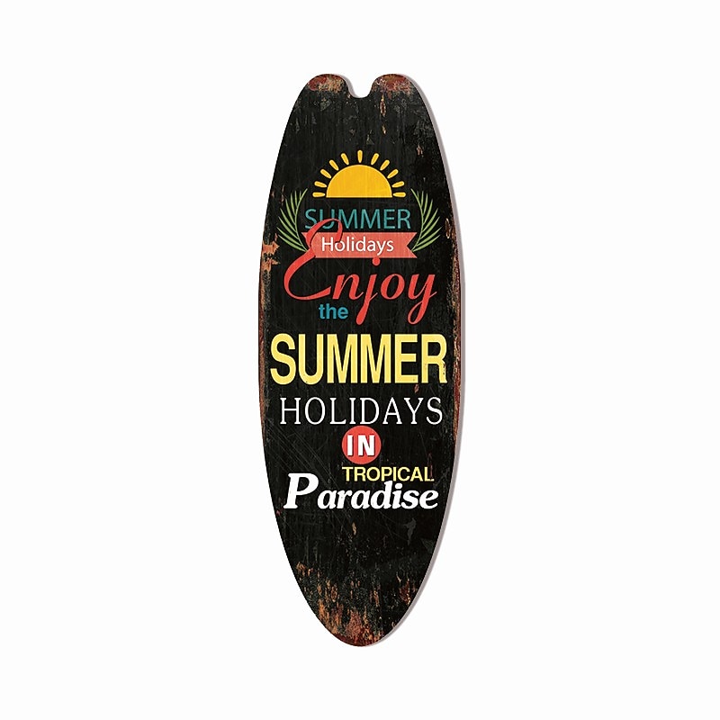 nyári strand óceán téma szabadidő dekoráció szörfdeszka fa plakett bár otthon fal vintage dekoráció fa plakett 2025 - $13.99 –P7